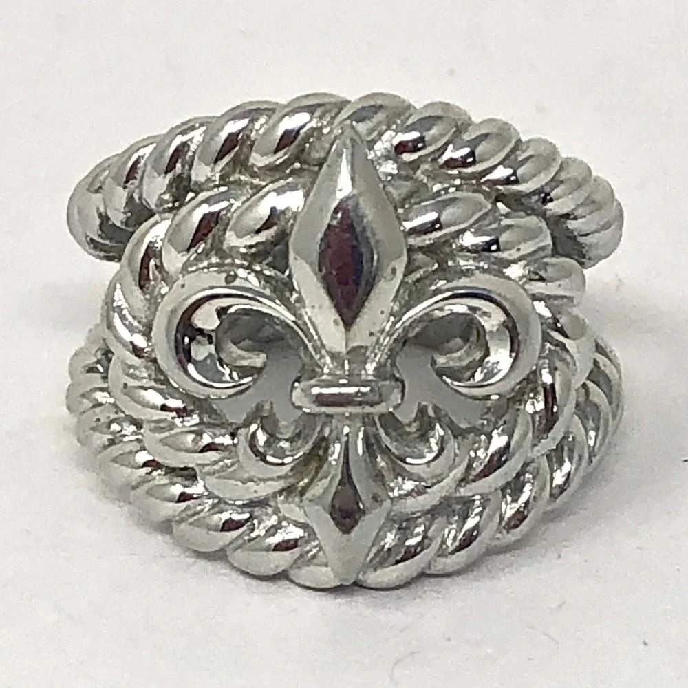 Fleur De Lis Rope Ring Band Sz 9 Aluminum Arthur Court Discontinued Jewelry